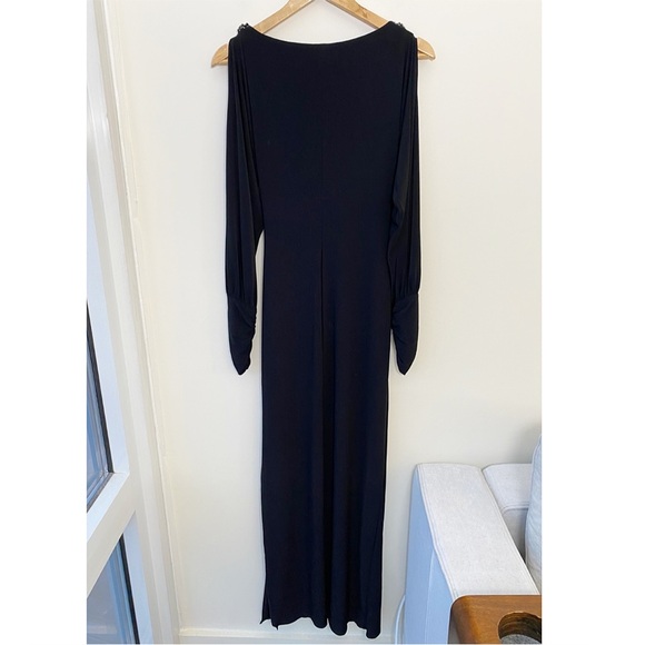 Ralph Lauren Black Ruched Long Sleeve Maxi Dress - Picture 2 of 8